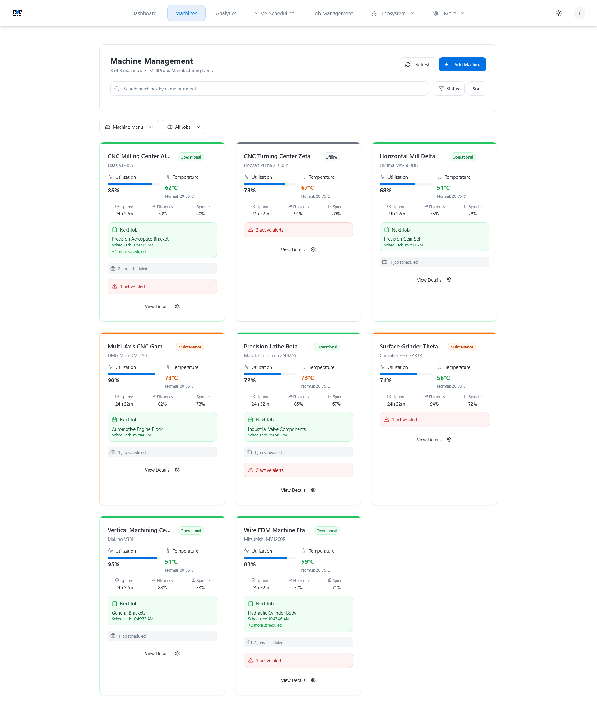 Real-Time Machine Monitoring Dashboard